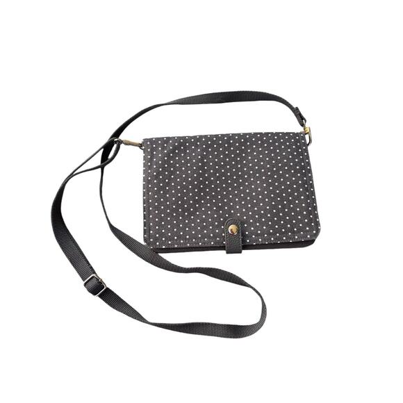 Thirty-One 31 New Polka Dot Canvas Convertible Clutch Crossbody City Gray Grey - Picture 5 of 9